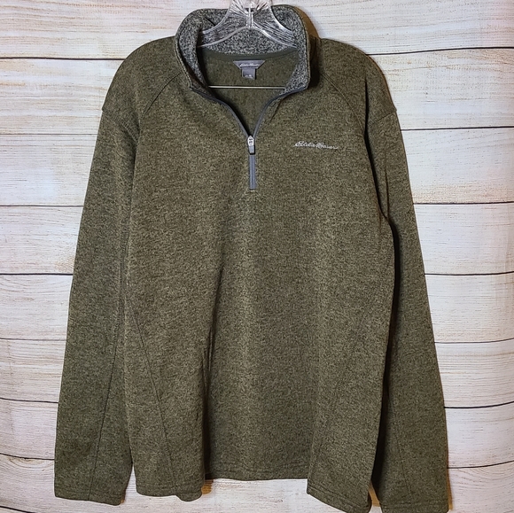 Eddie Bauer Moss Green 1/4 Zip Fleece Pullover, Size XL
